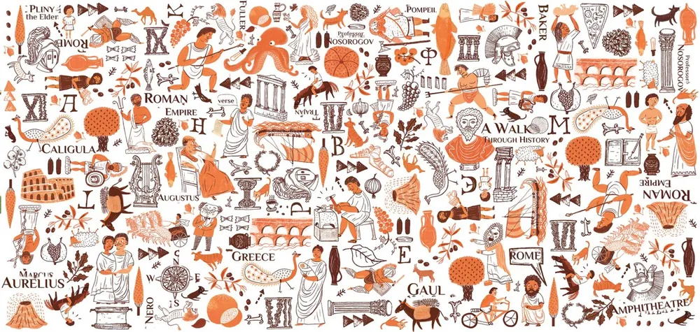 Inside An Archaeological Walk Through Pompeii: an illustrated spread of Roman life