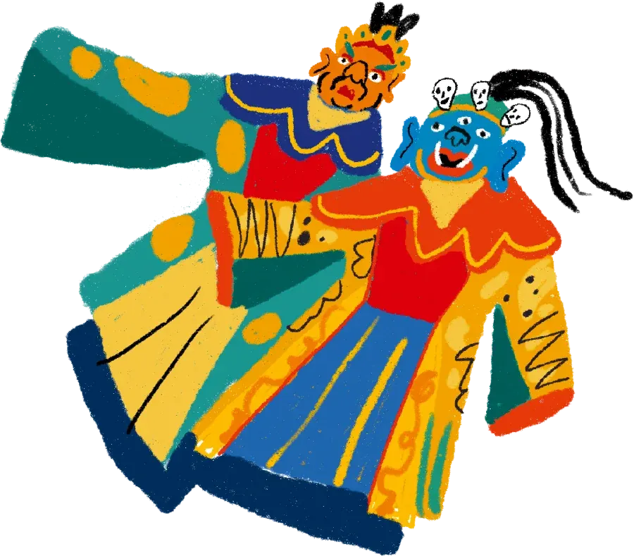 Illustration: Tsam mystery dancers