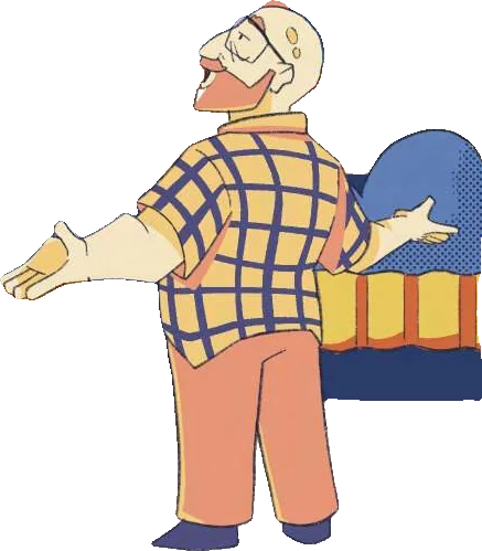 Grandpa, who guides the children's questions