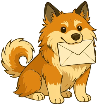 Ron the dog with a letter